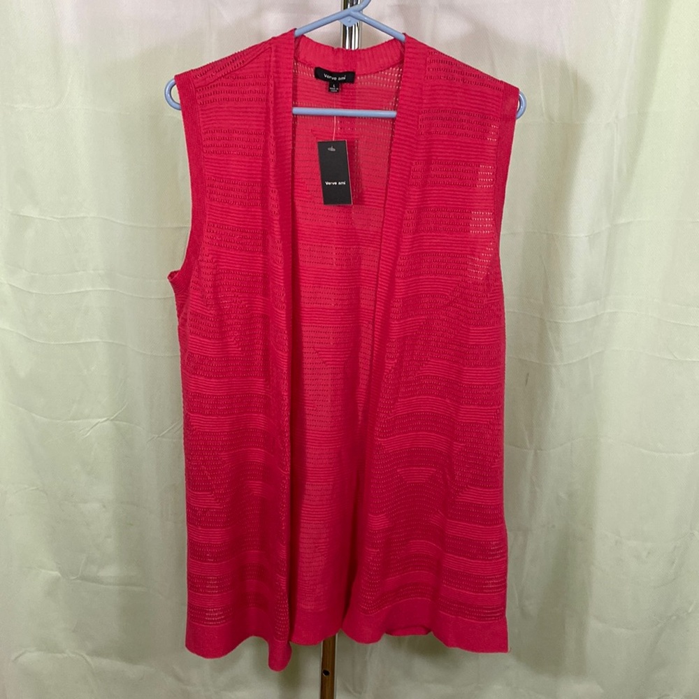 NWT Verve Ami Sleeveless Pink Cardigan Size Large